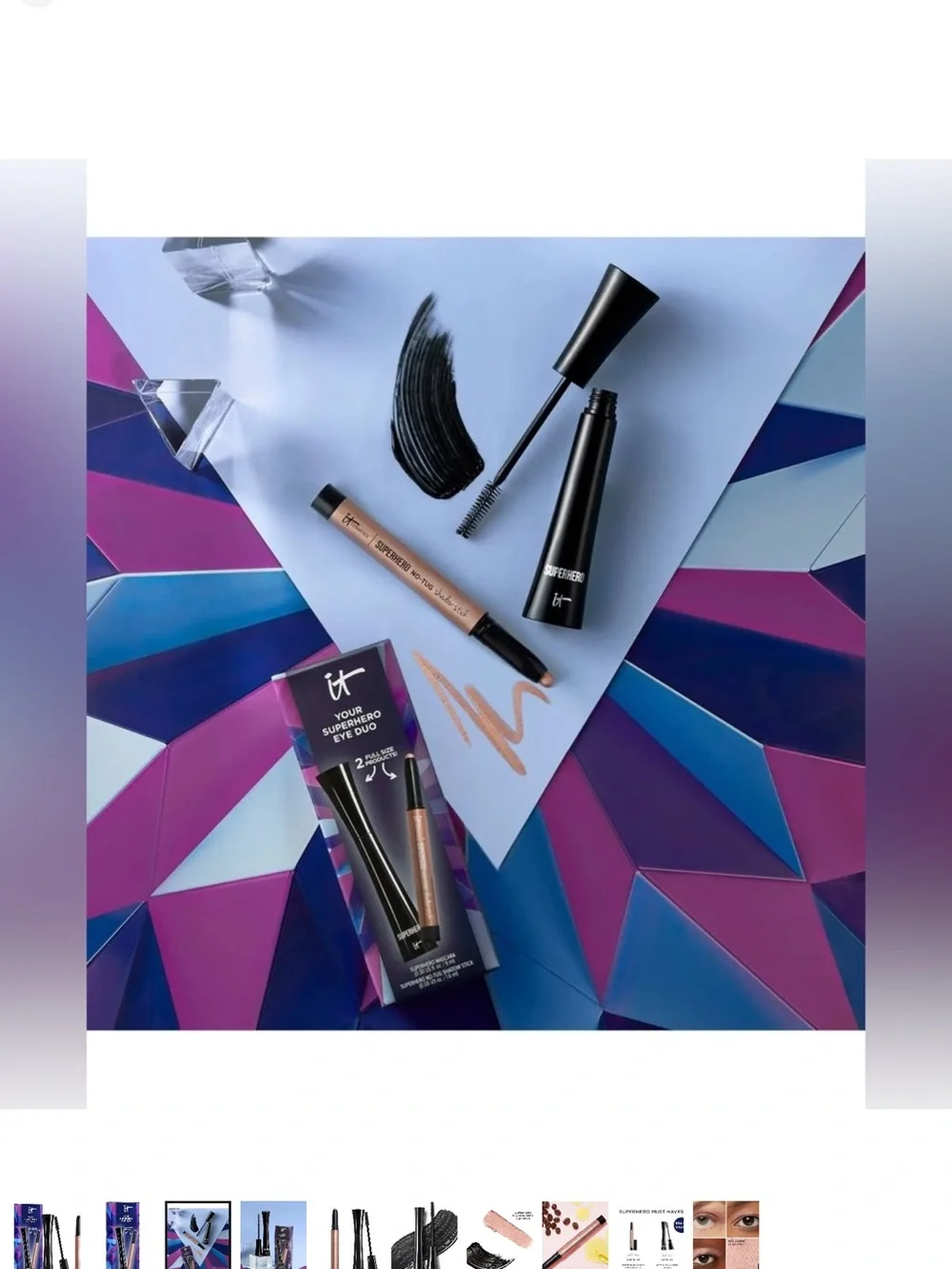 It Cosmetics Superhero Mascara & Shadow StickGift Set Duo N Full Sizes NEW!